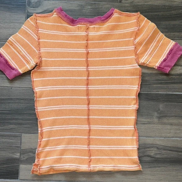 Free People Tuck It Baby Ringer Tee Terracotta/Raspberry Combo Extra Small - Picture 15 of 16
